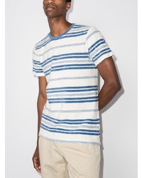 T-shirt girocollo a righe orizzontali bianca e blu di Orlebar Brown