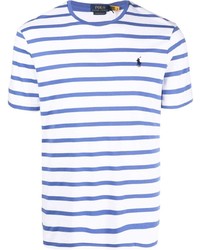 T-shirt girocollo a righe orizzontali bianca e blu di Polo Ralph Lauren