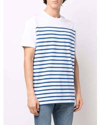 T-shirt girocollo a righe orizzontali bianca e blu di A.P.C.