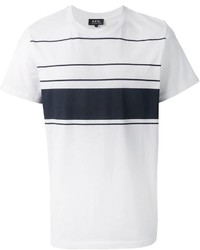 T-shirt girocollo a righe orizzontali bianca e nera di A.P.C.