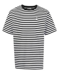 T-shirt girocollo a righe orizzontali bianca e nera di AAPE BY A BATHING APE