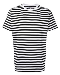 T-shirt girocollo a righe orizzontali bianca e nera di agnès b.