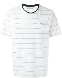 T-shirt girocollo a righe orizzontali bianca e nera di AMI Alexandre Mattiussi