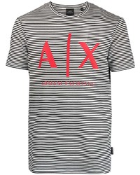 T-shirt girocollo a righe orizzontali bianca e nera di Armani Exchange