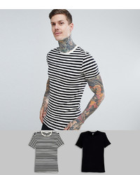 T-shirt girocollo a righe orizzontali bianca e nera di ASOS DESIGN