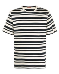 T-shirt girocollo a righe orizzontali bianca e nera di Barena