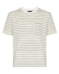 T-shirt girocollo a righe orizzontali bianca e nera di Beams Plus