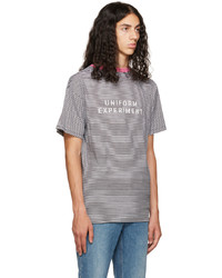 T-shirt girocollo a righe orizzontali bianca e nera di Uniform Experiment