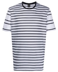 T-shirt girocollo a righe orizzontali bianca e nera di BOSS