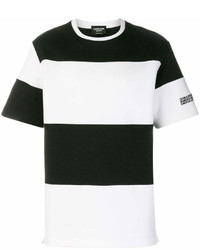T-shirt girocollo a righe orizzontali bianca e nera di Calvin Klein