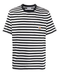 T-shirt girocollo a righe orizzontali bianca e nera di Carhartt WIP