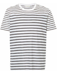 T-shirt girocollo a righe orizzontali bianca e nera di Cerruti