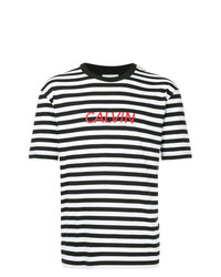 T-shirt girocollo a righe orizzontali bianca e nera di CK Calvin Klein