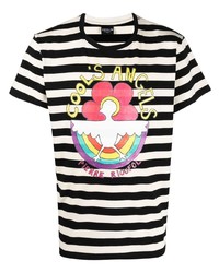 T-shirt girocollo a righe orizzontali bianca e nera di COOL T.M
