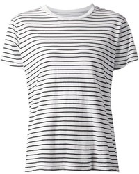 T-shirt girocollo a righe orizzontali bianca e nera di Current/Elliott