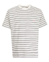 T-shirt girocollo a righe orizzontali bianca e nera di Danton