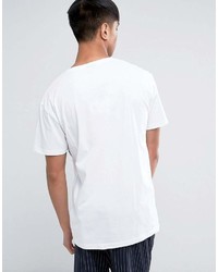 T-shirt girocollo a righe orizzontali bianca e nera di Dr. Denim