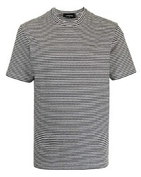 T-shirt girocollo a righe orizzontali bianca e nera di DSQUARED2