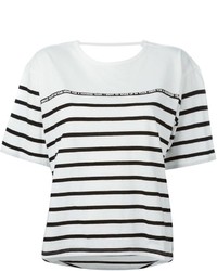 T-shirt girocollo a righe orizzontali bianca e nera di EACH X OTHER