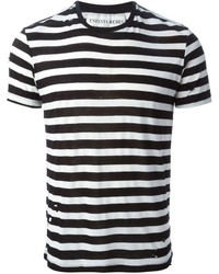 T-shirt girocollo a righe orizzontali bianca e nera di Enfants Riches Deprimes