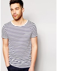 T-shirt girocollo a righe orizzontali bianca e nera di Esprit