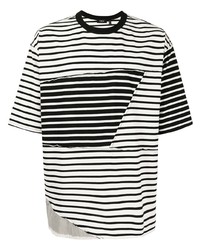 T-shirt girocollo a righe orizzontali bianca e nera di FIVE CM