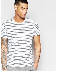T-shirt girocollo a righe orizzontali bianca e nera di Franklin & Marshall