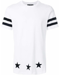 T-shirt girocollo a righe orizzontali bianca e nera di Hydrogen