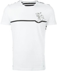 T-shirt girocollo a righe orizzontali bianca e nera di Iceberg