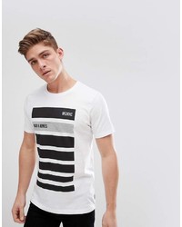 T-shirt girocollo a righe orizzontali bianca e nera di Jack and Jones