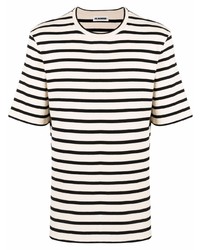 T-shirt girocollo a righe orizzontali bianca e nera di Jil Sander