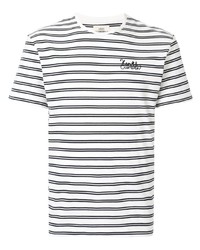 T-shirt girocollo a righe orizzontali bianca e nera di Kent & Curwen