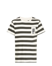 T-shirt girocollo a righe orizzontali bianca e nera di Kent & Curwen