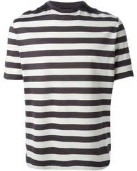 T-shirt girocollo a righe orizzontali bianca e nera di Lanvin
