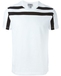 T-shirt girocollo a righe orizzontali bianca e nera di Les Hommes