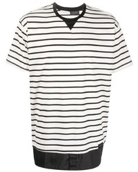 T-shirt girocollo a righe orizzontali bianca e nera di Low Brand