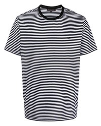T-shirt girocollo a righe orizzontali bianca e nera di Michael Kors