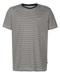T-shirt girocollo a righe orizzontali bianca e nera di Moncler