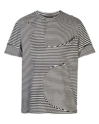 T-shirt girocollo a righe orizzontali bianca e nera di Mostly Heard Rarely Seen