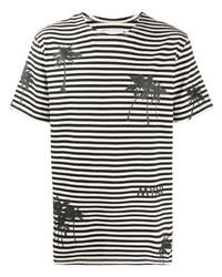 T-shirt girocollo a righe orizzontali bianca e nera di Myar