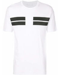 T-shirt girocollo a righe orizzontali bianca e nera di Neil Barrett