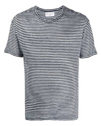T-shirt girocollo a righe orizzontali bianca e nera di Officine Generale