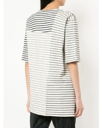 T-shirt girocollo a righe orizzontali bianca e nera di Forme D'expression