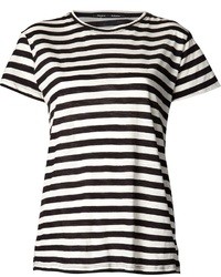 T-shirt girocollo a righe orizzontali bianca e nera di Proenza Schouler