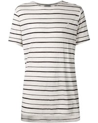 T-shirt girocollo a righe orizzontali bianca e nera di Publish