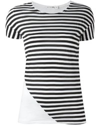T-shirt girocollo a righe orizzontali bianca e nera di Rag & Bone