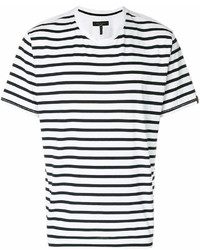 T-shirt girocollo a righe orizzontali bianca e nera di rag & bone