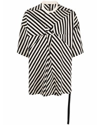 T-shirt girocollo a righe orizzontali bianca e nera di Rick Owens DRKSHDW