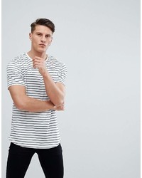 T-shirt girocollo a righe orizzontali bianca e nera di Ringspun
