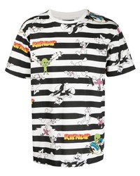 T-shirt girocollo a righe orizzontali bianca e nera di RIPNDIP